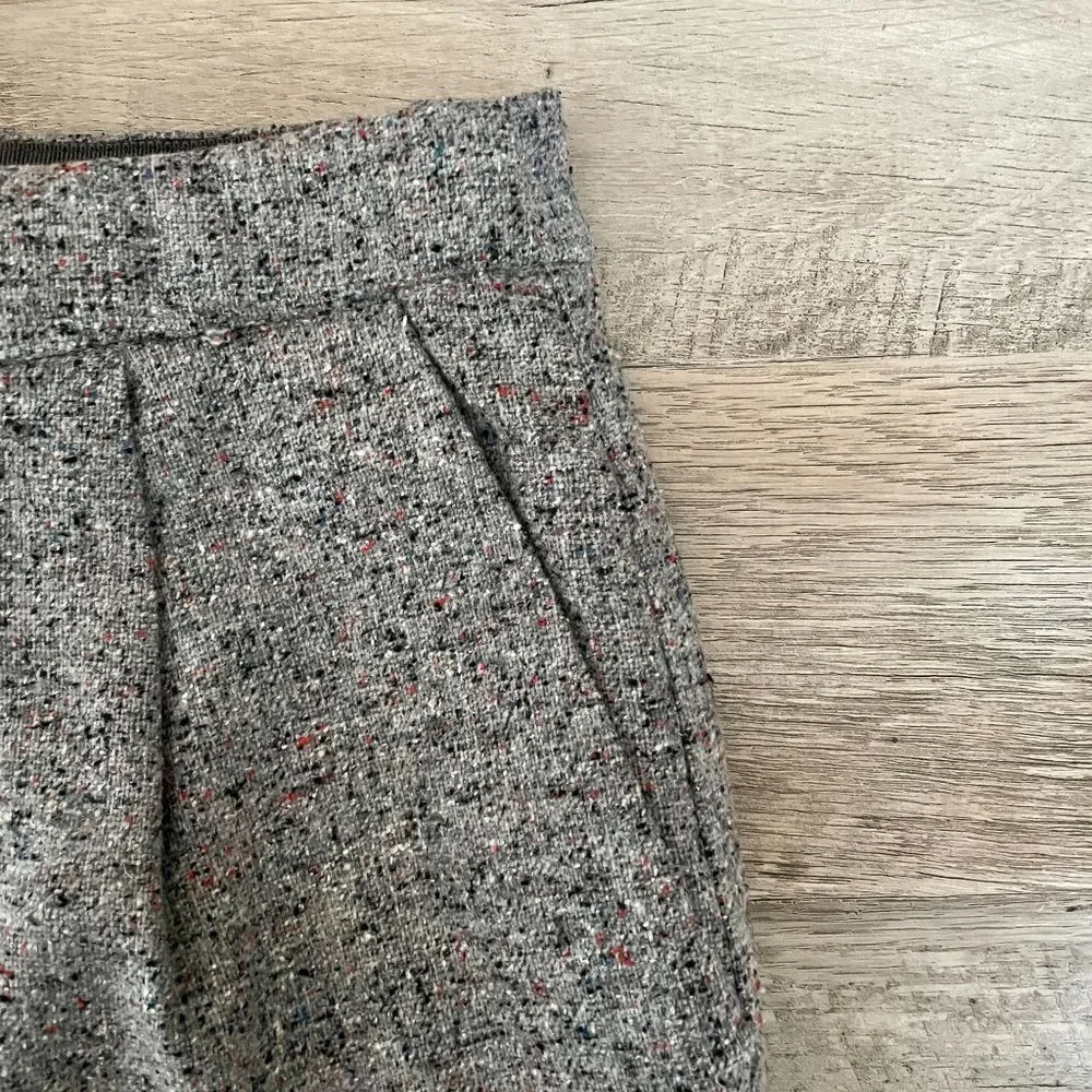 J. Crew Wool Gray Bow Tie Speckled Tweed Classic Mini Skirt Size 2